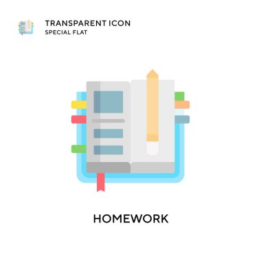 Ev ödevi vektör simgesi. Düz çizim. EPS 10 vektörü.