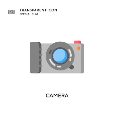 Kamera vektör simgesi. Düz çizim. EPS 10 vektörü.