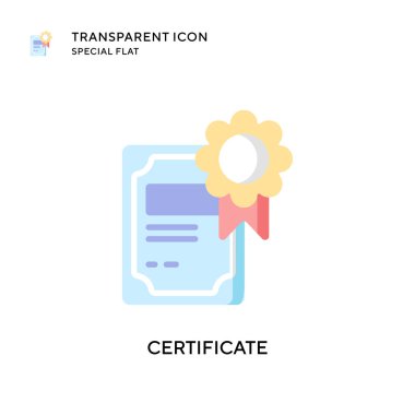 Sertifika vektör simgesi. Düz çizim. EPS 10 vektörü.