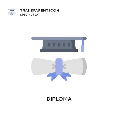 Diploma vektör simgesi. Düz çizim. EPS 10 vektörü.