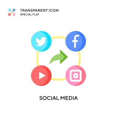 Sosyal medya vektör simgesi. Düz çizim. EPS 10 vektörü.