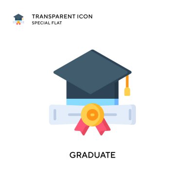 Mezuniyet vektör simgesi. Düz çizim. EPS 10 vektörü.