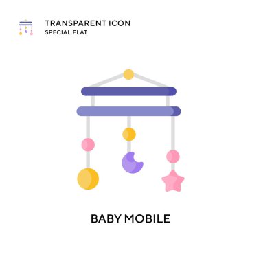 Bebek mobil vektör simgesi. Düz çizim. EPS 10 vektörü.