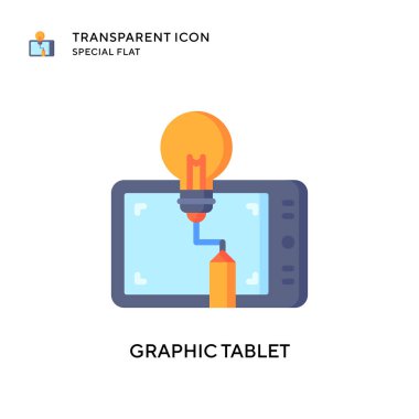 Grafik tablet vektör simgesi. Düz çizim. EPS 10 vektörü.