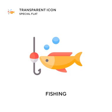 Balık tutma vektörü simgesi. Düz çizim. EPS 10 vektörü.