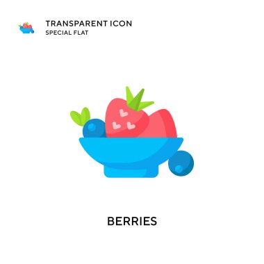 Çilek vektör simgesi. Düz çizim. EPS 10 vektörü.