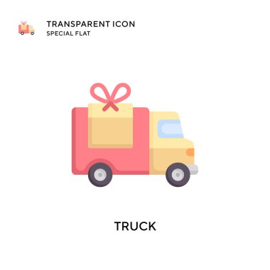 Kamyon vektör simgesi. Düz çizim. EPS 10 vektörü.