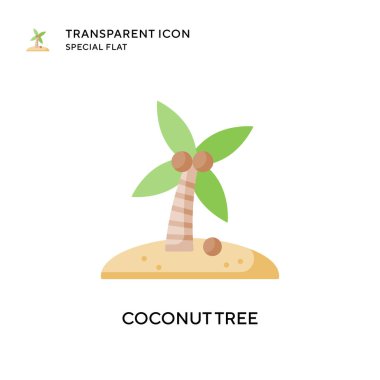 Hindistan cevizi ağacı vektör simgesi. Düz çizim. EPS 10 vektörü.