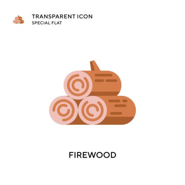 Yakacak odunu vektör simgesi. Düz çizim. EPS 10 vektörü.