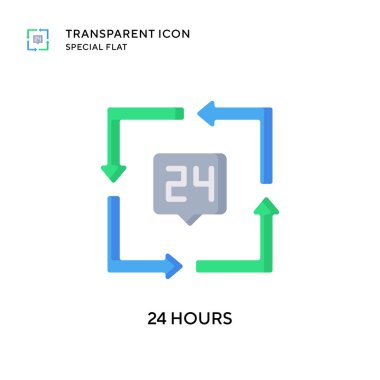 24 saat vektör simgesi. Düz çizim. EPS 10 vektörü.