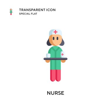Hemşire vektör ikonu. Düz çizim. EPS 10 vektörü.