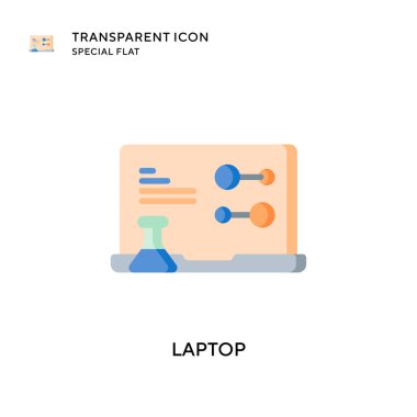 Laptop vektör simgesi. Düz çizim. EPS 10 vektörü.