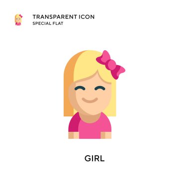 Kız vektör simgesi. Düz çizim. EPS 10 vektörü.