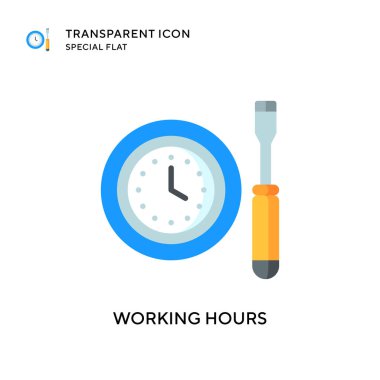 Çalışma saatleri vektör simgesi. Düz çizim. EPS 10 vektörü.