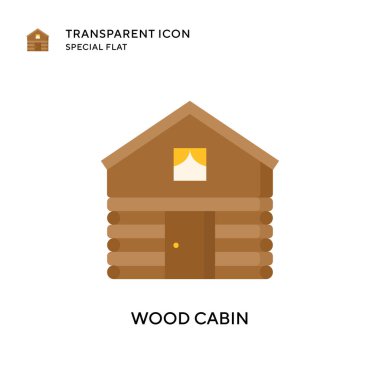 Ahşap kulübe vektör simgesi. Düz çizim. EPS 10 vektörü.