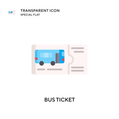 Otobüs bileti vektör simgesi. Düz çizim. EPS 10 vektörü.