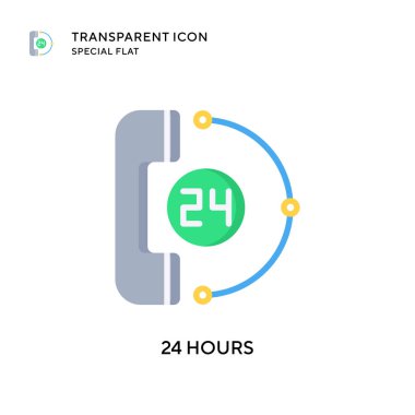 24 saat vektör simgesi. Düz çizim. EPS 10 vektörü.