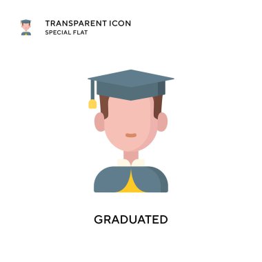 Mezuniyet vektör simgesi. Düz çizim. EPS 10 vektörü.