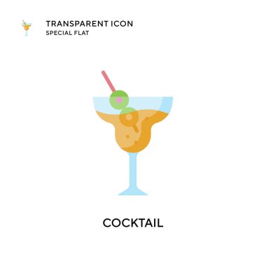 Kokteyl vektör simgesi. Düz çizim. EPS 10 vektörü.