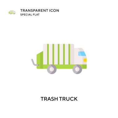 Çöp kamyonu vektör simgesi. Düz çizim. EPS 10 vektörü.