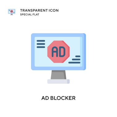 Reklam engelleyici vektör simgesi. Düz çizim. EPS 10 vektörü.