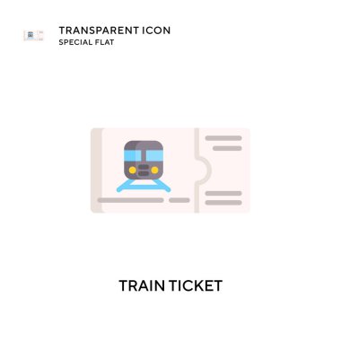 Tren bileti vektör simgesi. Düz çizim. EPS 10 vektörü.
