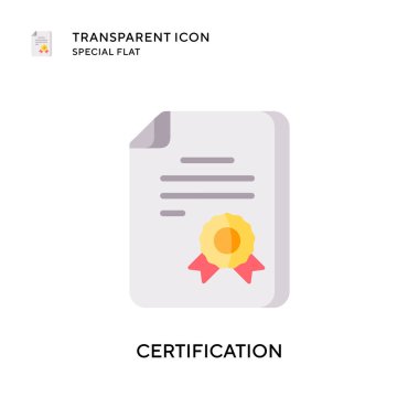 Sertifika vektör simgesi. Düz çizim. EPS 10 vektörü.