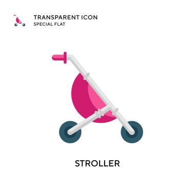 Stroller vektör simgesi. Düz çizim. EPS 10 vektörü.