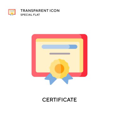 Sertifika vektör simgesi. Düz çizim. EPS 10 vektörü.