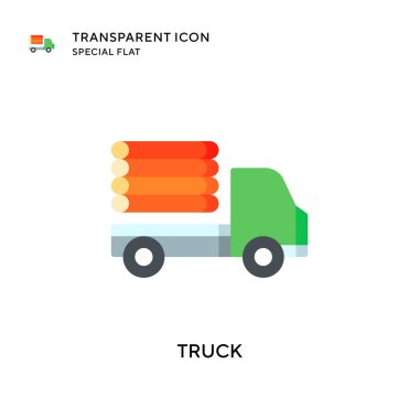 Kamyon vektör simgesi. Düz çizim. EPS 10 vektörü.