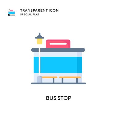 Otobüs durağı vektör simgesi. Düz çizim. EPS 10 vektörü.