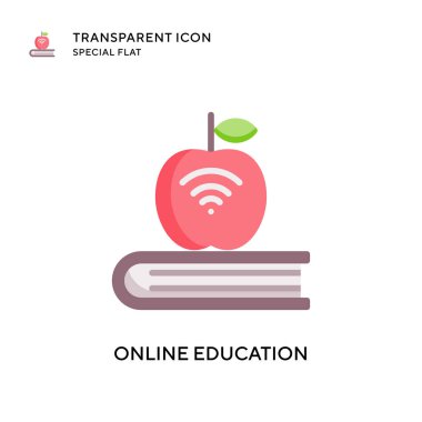 Çevrimiçi eğitim vektör simgesi. Düz çizim. EPS 10 vektörü.