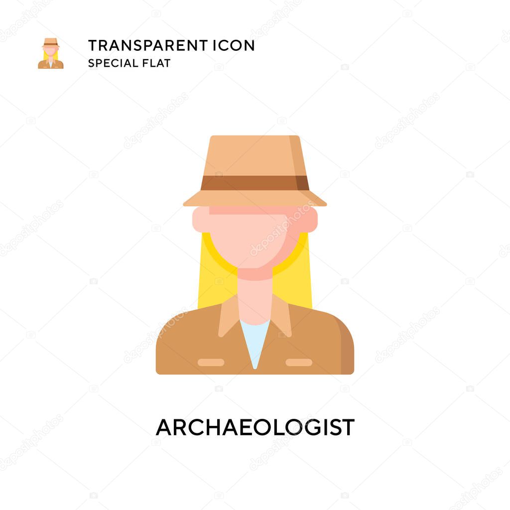 Archaeologist vector icon. Flat style illustration. EPS 10 vector.