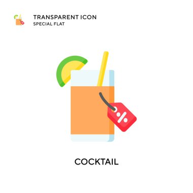 Kokteyl vektör simgesi. Düz çizim. EPS 10 vektörü.