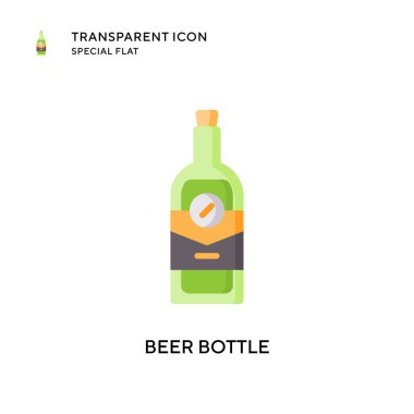 Bira şişesi vektör simgesi. Düz çizim. EPS 10 vektörü.