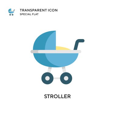Stroller vektör simgesi. Düz çizim. EPS 10 vektörü.
