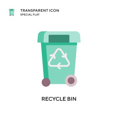 Çöp kutusu vektör simgesini geri dönüştür. Düz çizim. EPS 10 vektörü.