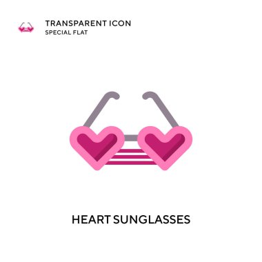 Kalp güneş gözlüğü vektör simgesi. Düz çizim. EPS 10 vektörü.