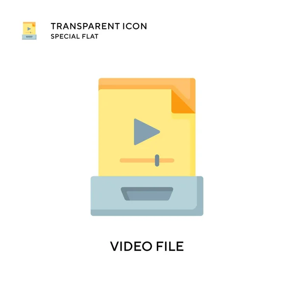 Icono Vector Archivo Vídeo Ilustración Estilo Plano Eps Vector — Archivo Imágenes Vectoriales