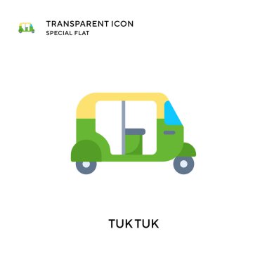Tuk tuk vektör simgesi. Düz çizim. EPS 10 vektörü.