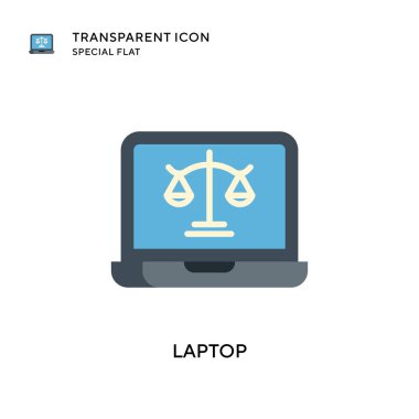 Laptop vektör simgesi. Düz çizim. EPS 10 vektörü.