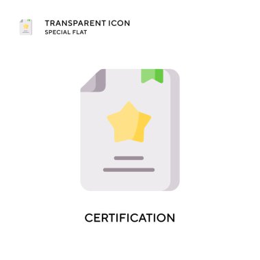 Sertifika vektör simgesi. Düz çizim. EPS 10 vektörü.