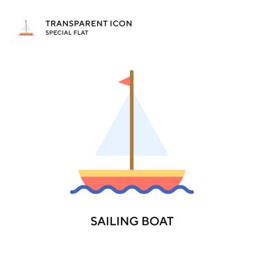 Yelkenli tekne vektör simgesi. Düz çizim. EPS 10 vektörü.
