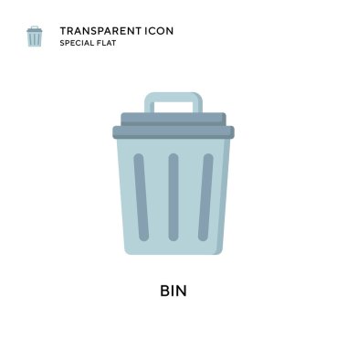 Çöp kutusu vektör simgesi. Düz çizim. EPS 10 vektörü.