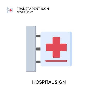 Hastane işareti vektör ikonu. Düz çizim. EPS 10 vektörü.