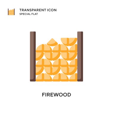 Yakacak odunu vektör simgesi. Düz çizim. EPS 10 vektörü.