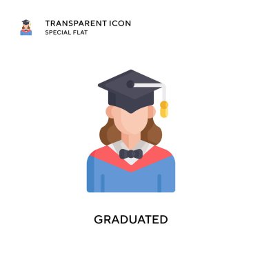 Mezuniyet vektör simgesi. Düz çizim. EPS 10 vektörü.