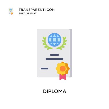 Diploma vektör simgesi. Düz çizim. EPS 10 vektörü.