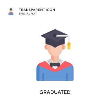 Mezuniyet vektör simgesi. Düz çizim. EPS 10 vektörü.