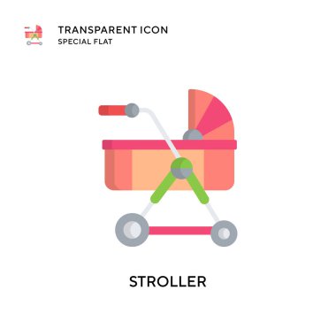 Stroller vektör simgesi. Düz çizim. EPS 10 vektörü.